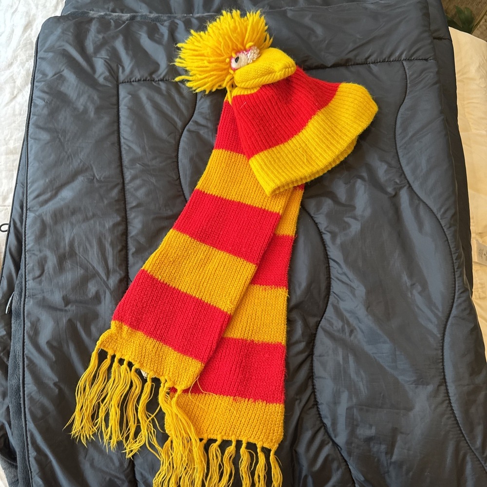 Sesame Street Vintage Scarf And Hat Yellow And Red  Big Bird